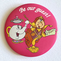 Vintage Disney BEAUTY AND THE BEAST &quot;Be Our Guest&quot; Promo Button Pin 2” - £7.93 GBP