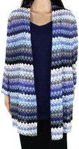 Kasper Womens Horizon Sheer Cardigan, Small, Blue Horizon Multi - $59.19