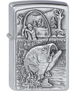 Rare Bass Fishing Fishermen&#39;s l Emblem Zippo Lighter - $93.61 CAD