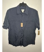 Dockers Checkered Striped Blue Short Sleeve Button Up Cotton Casual Shir... - $30.44 CAD