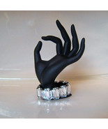 Bracelet Bangle Stretch Big Acrylic Crystal Clear Rhinestone - £3.98 GBP