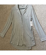 Nordstrom Heather Gray Button Up Long Sleeve Night Gown Size Small - $30.99