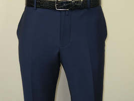 Men's MONO Turkey Slacks 100% Wool Plain Front Slim Fit 2502-04 Royal Blue image 5