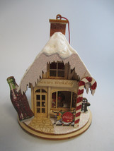 Coca-Cola Ginger Cottages Santa&#39;s Workshop Wooden 3D Christmas Ornament - £18.30 GBP