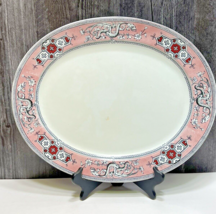Rare Antique Brownhills Pottery DRAGON Transferware Oval Platter Pink 16... - $148.50
