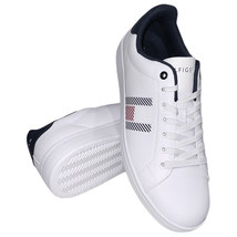 NWT TOMMY HILFIGER MSRP $119.99 MEN&#39;S WHITE LEATHER LACE UP SNEAKERS SHOES - £39.65 GBP