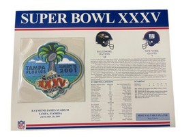Super Bowl Xxxv Ravens Vs Giants 2001 Official Sb Nfl Patch Card - £14.93 GBP