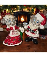 Kitschy Vintage Mr Mrs Santa Claus Mice Wasted Ceramic Handpainted 9.5&quot; ... - £55.73 GBP