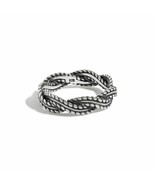 Vintage Oxide Twisted Criss-cross Ring Braided Stacking Band 925 Sterlin... - £46.86 GBP