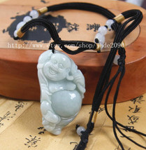 Free shipping - Natural light green  jade Laughing Buddha charm pendant - jade20 - $29.99