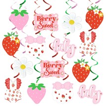 Strawberry Baby Shower Party Hanging Swirls Decorations, Strawberry Theme 1St Bi - £12.69 GBP