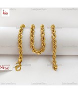 REAL GOLD 18 Kt Hallmark Solid Gold Diamond Cut Unisex Rope Necklace Cha... - £2,888.40 GBP