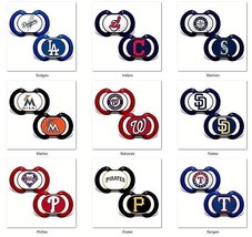 MLB Pacifiers Set of 2 Images Color Shield w/ Holes on Card -Select- Team Below - £11.76 GBP