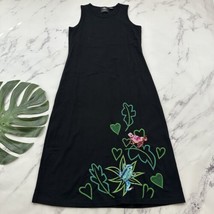 Michael Simon Womens Maxi Dress Size M Black Embroidered Frogs Sequins Tank - £28.85 GBP