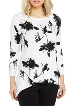 New Anne Klein White Black Floral Cotton Top Sweater Size L Size Xl $89 - £33.56 GBP