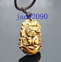 Free shipping - Hand carved Natural  carved yellow tiger eye Rat charm P... - £17.53 GBP