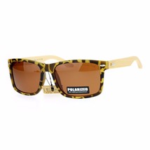 Polarized Lens Real Bamboo Sunglasses Matted Rectangular Frame UV400 - $13.97