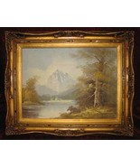 Lake Forest Fall Scenery Oil Painting Frame Anco Bilt - £227.81 GBP