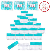 (36Pcs) 20G/20Ml Round Clear Plastic Refill Jars With Teal Lids - $35.99