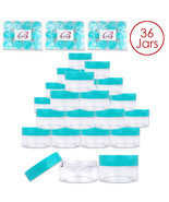 (36Pcs) 20G/20Ml Round Clear Plastic Refill Jars With Teal Lids - £28.34 GBP