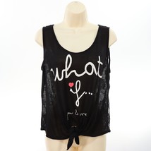 Miss Royal T Womens Tie Front Lace Tank Top XL &quot;What If... You &amp; Me&quot; Print Sheer - £13.91 GBP