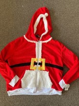 Santa Clause Christmas/Holiday Zip Up Hoodie Size 1X Red/White/Black-New-SHIP24H - £66.41 GBP