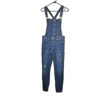 Celebrity Pink Size Medium Dark Wash Blue Denim Bib Jean Overalls Distre... - $26.09
