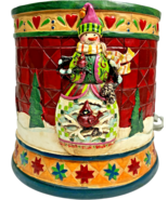 Jim Shore Snowman w/ Carnival Electric Votive Candle Warmer 6.5x5.5 inch... - $489.72 MXN