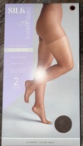 Silk Impressions ~ 2 Pair Women&#39;s Pantyhose Coffee Bean 15 Denier Sheer ~ S - $10.88