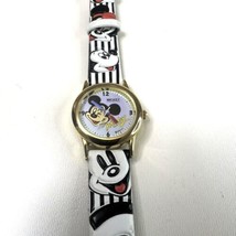 Vintage Mickey Unlimited Women’s Wrist Watch Disney White Band Working  - £24.51 GBP