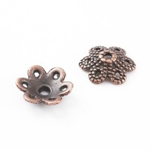 20 Flower Bead Caps Antique Copper Tone Spacers Findings Floral 10mm - £1.79 GBP