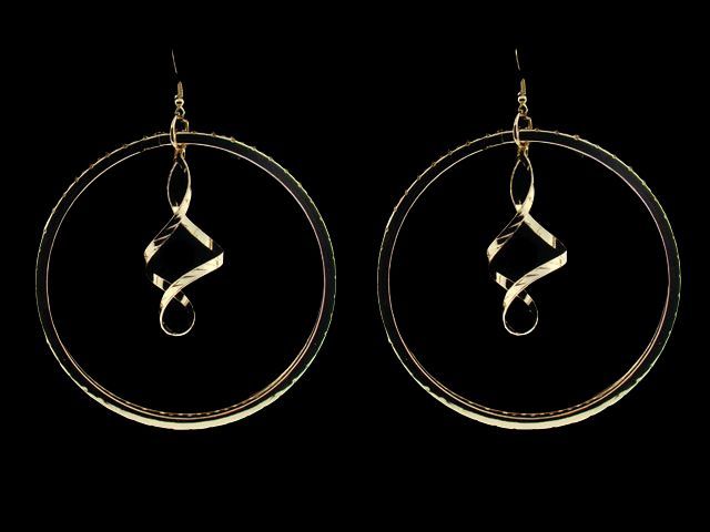 Extra Large Gold Plated Swirling Hoop Earrings