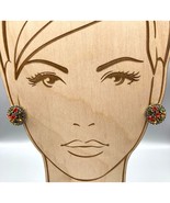 Retro Autumn Glam Earrings, Filigree Circle Frames for Bright Rhinestone... - £37.45 GBP