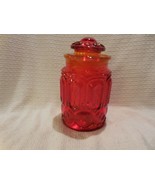 L E Smith Glass Co MOON &amp; STAR Amberina  Canister - 9 .5&quot; - $648.32 MXN