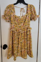 Womens 2 Shein Yellow Multicolor Floral Print V-Neck Dress - $10.89