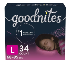 GoodNites Girls' Nighttime Bedwetting Underwear L 34.0ea - $51.99
