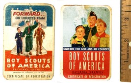 Lot Of 2 Boy Scouts Of America Certificate Of Registration Cards (1957 &amp;... - £14.49 GBP