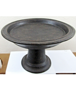 Antique Balinese circa 1890&#39;s Turned Wood Round Pedestal Offering Tray - $780.73 CAD