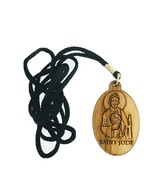 12 X Saint Jude Olive Wood Medal Pendant Necklace Jerusalem San Judas Ta... - $48.89 CAD