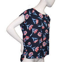 Lands&#39; End Women Size 2 Petite, Dolman Sleeve Blouse Top, Radiant Navy Floral - £22.01 GBP