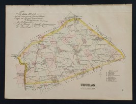 Antique Map Of Uwchlan Pa Colored Page From Atlas 12&quot;x15.5&quot; - £37.78 GBP