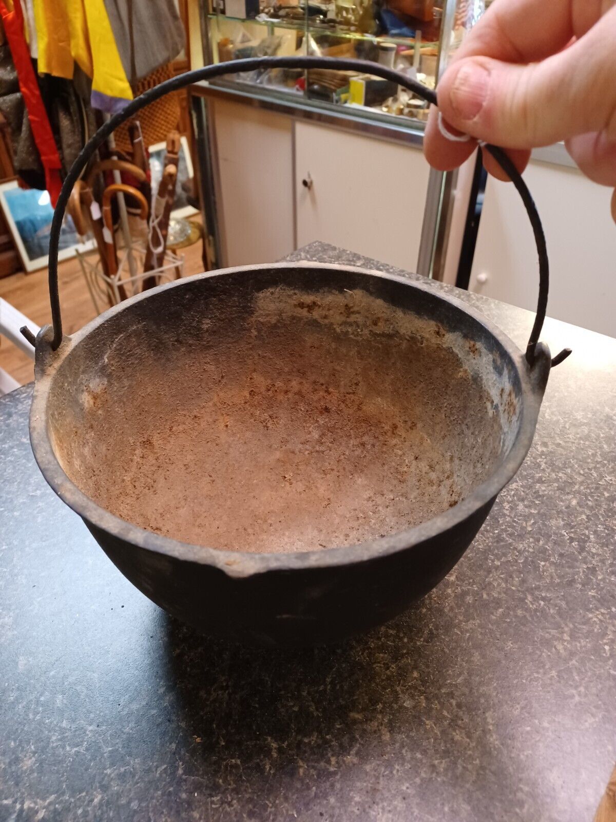 Antique Cast Iron #3 Pot With Handle No lid 9.25&quot; x 5.5&quot; - $74.24