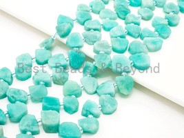 Quality Natural Amazonite beads, 10-14mm Irregular Teardrop Top Drill Green - £21.68 GBP