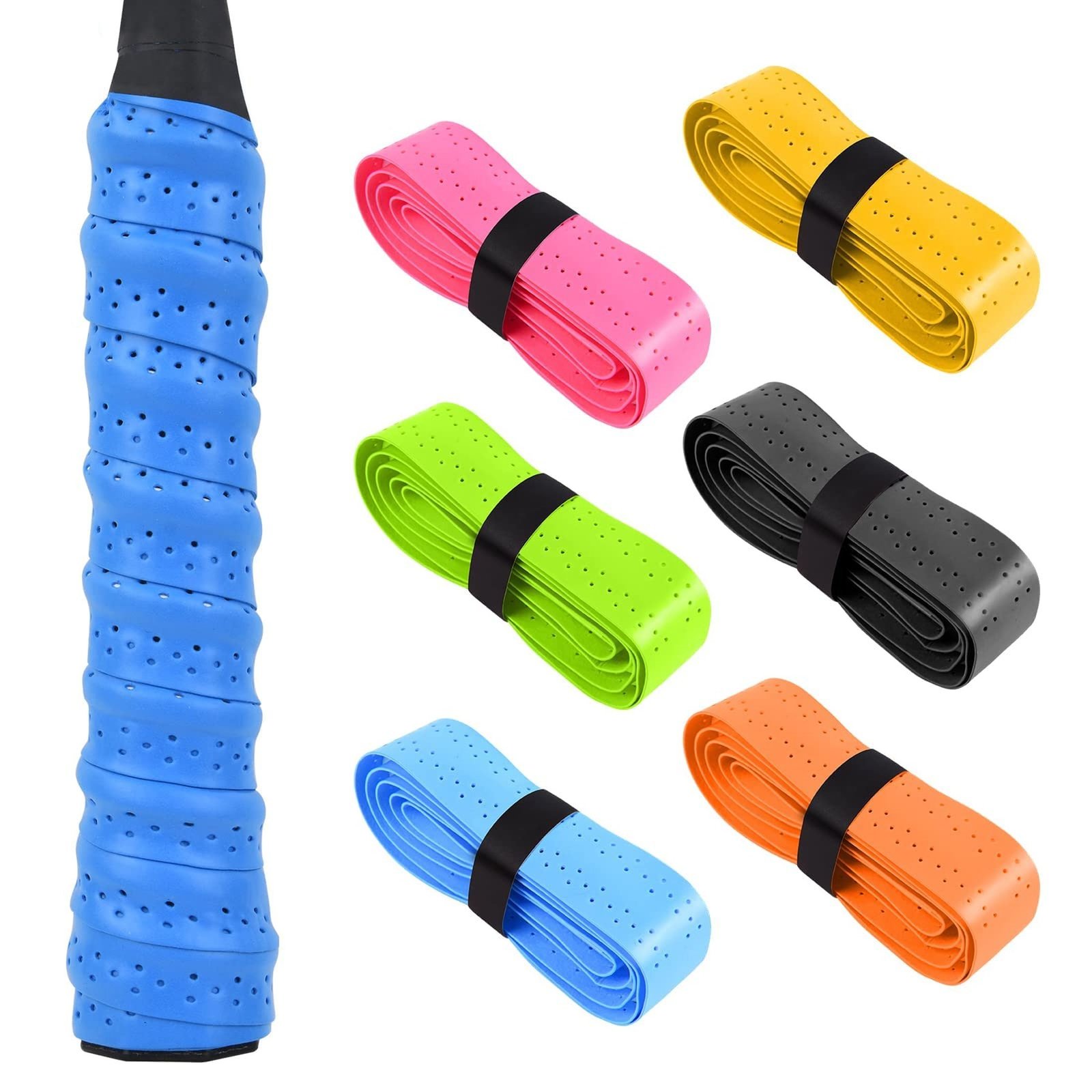 Vibrant Quick-Dry Anti-Slip Tennis Racket Grip Tape Pack - $21.77