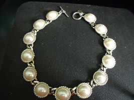 Anne Klein Vintage Pearl Silver Necklace - £59.26 GBP