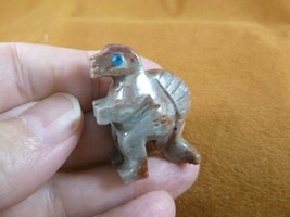 (Y-DIN-SP-28) little gray SPINOSAURUS DINOSAUR stone carving SOAPSTONE d... - $8.59