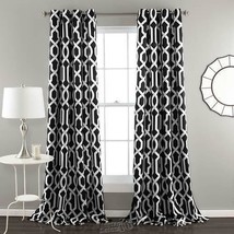 Lush Décor - Edward Room-Darkening Curtains Black And White 52&quot; W x 84&quot; L - £53.14 GBP