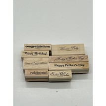 Stampin&#39; Up! Hostess Set Something To Celebrate 8 Wood Mounted Stamps Words - £10.22 GBP