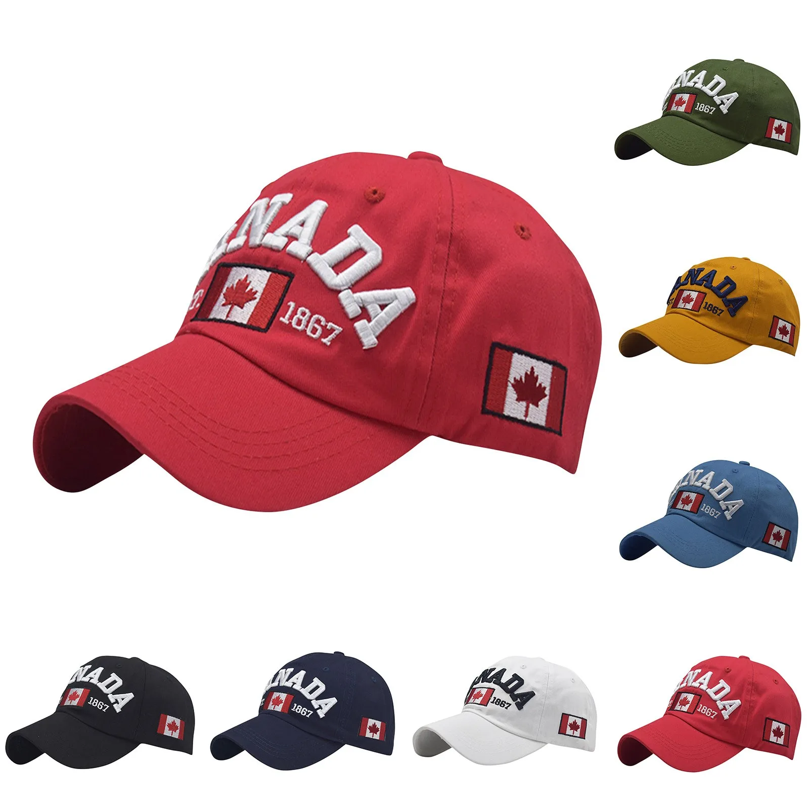 Canada Caps Men Women Summer Fashion Dad Hat Flag Letter Embroidery Black White - £10.17 GBP+