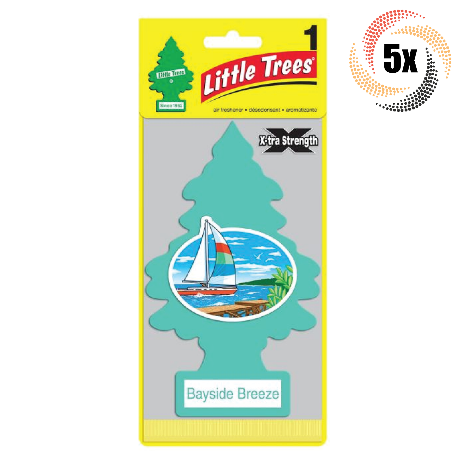 5x Packs Little Trees Single Bayside Breeze Scent X-tra Strength Hanging... - $11.07